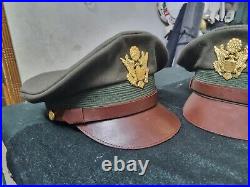 WWII US Army military uniform dress jacket visor cap Officer hat