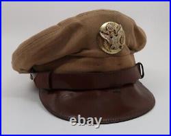 WWII US Army military uniform dress jacket visor cap Officer hat named estate