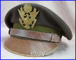 WWII US Army military uniform dress visor cap bancroft Officer hat pat pending