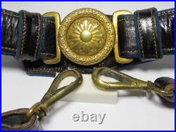 Ww2 Japanese Army Officer's Sword Belt Blue Leather With 2 Hangers