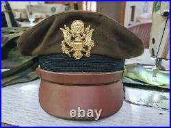 Ww2 Usaaf Us Army Officers Uniform Visor Hat Crusher Style Cap