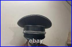 Wwii German Ss Elite Officer Hat Officer Army Leader Visor Crusher Cap Black